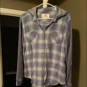 NWOT/NEVER WORN—GIRLS-20 Plus-“JUSTICE” BUTTON-UP TOP W/HOOD & 2 FRONT POCKETS